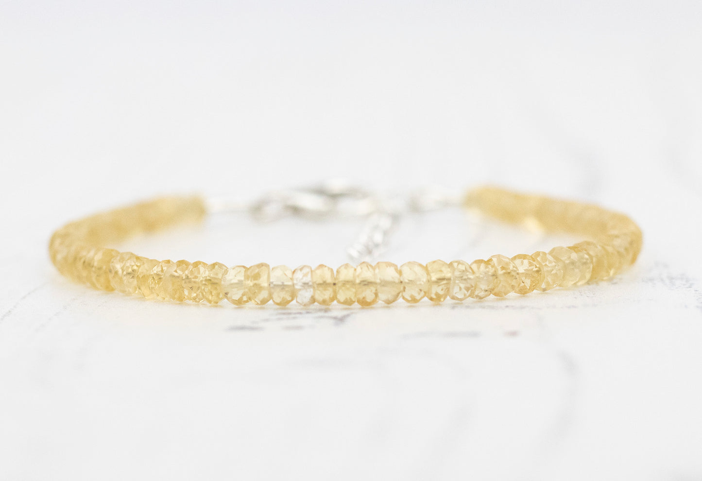 Citrine Beaded Gemstone Bracelet in Sterling Silver.