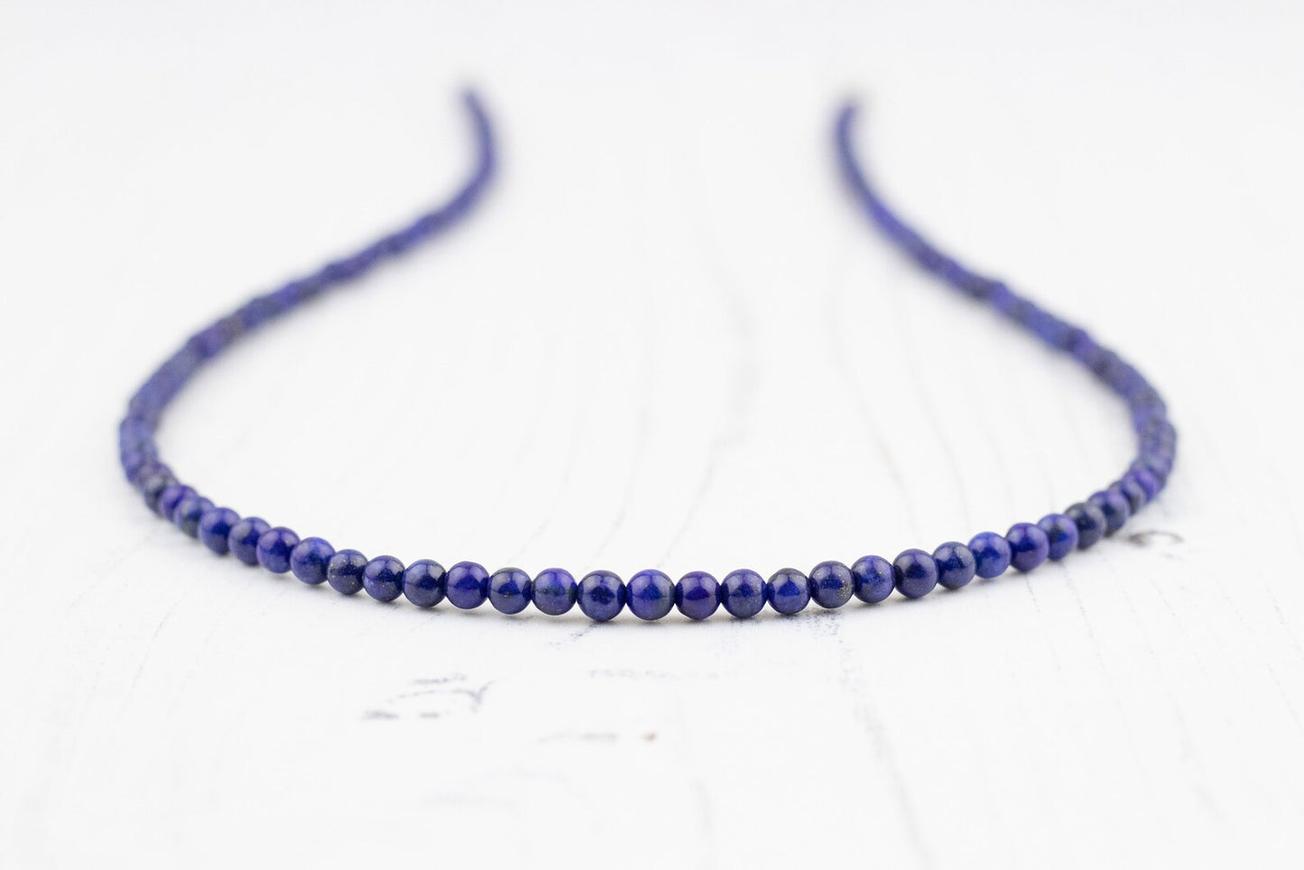 Lapis Lazuli Beaded Necklace Blue 4mm Round