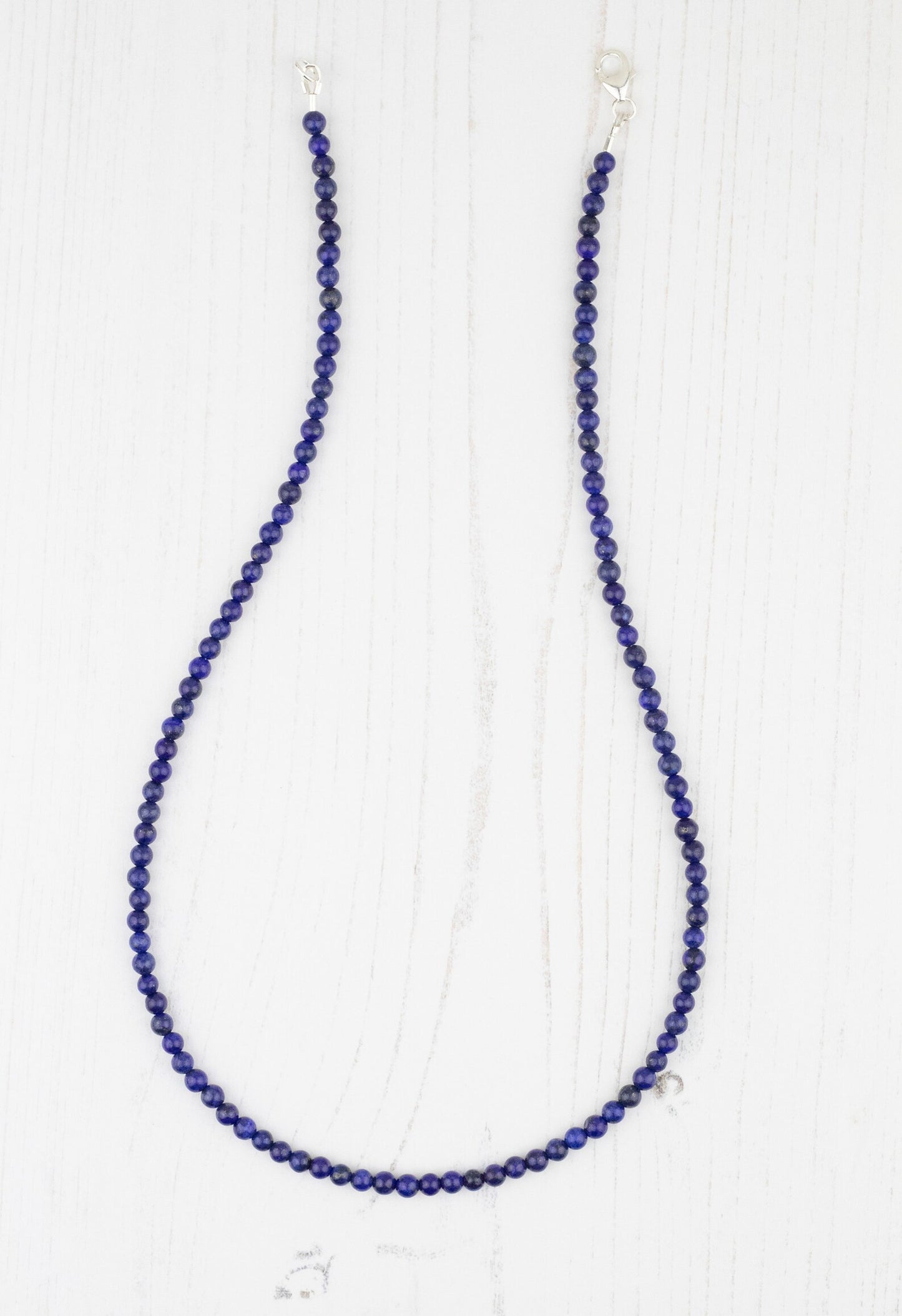Lapis Lazuli Beaded Necklace Blue 4mm Round