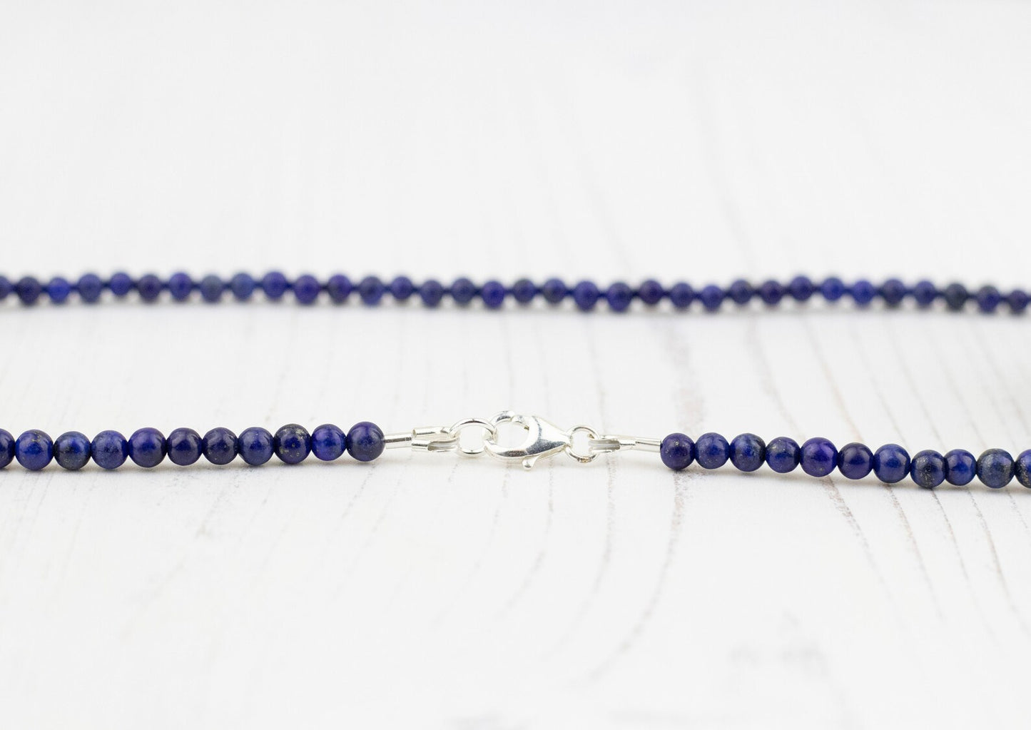 Lapis Lazuli Beaded Necklace Blue 4mm Round