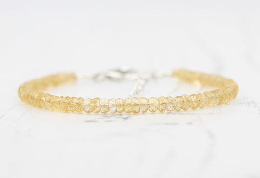 Citrine Beaded Gemstone Bracelet in Sterling Silver.