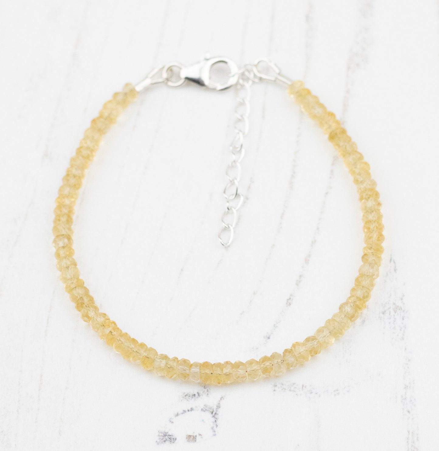 Citrine Beaded Gemstone Bracelet in Sterling Silver.