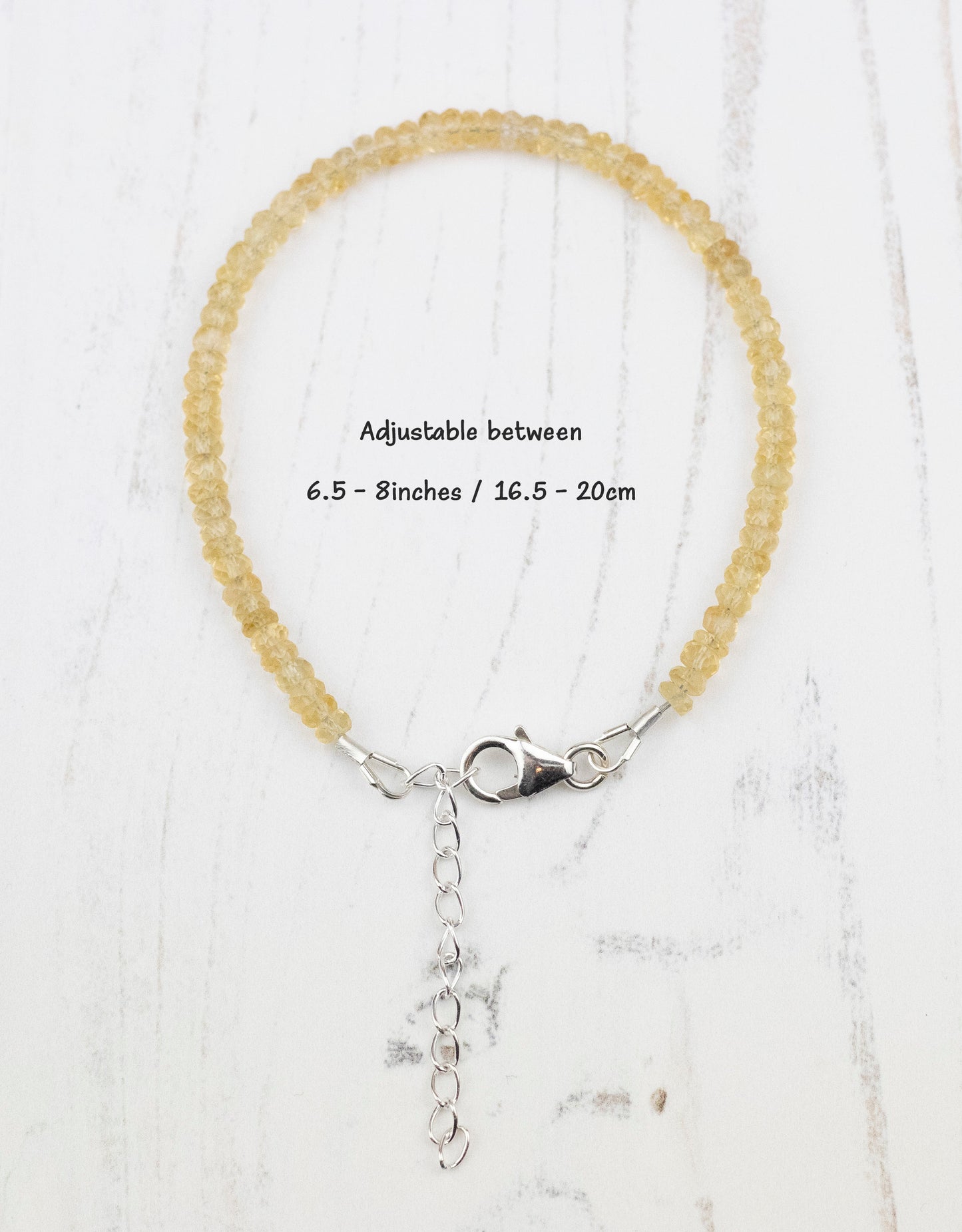 Citrine Beaded Gemstone Bracelet in Sterling Silver.