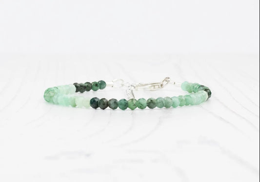 Natural Green Emerald Bracelet in Sterling Silver