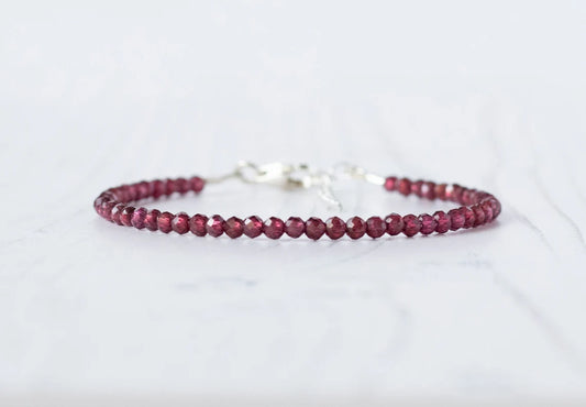 Garnet Bracelet Beaded in Sterling Silver