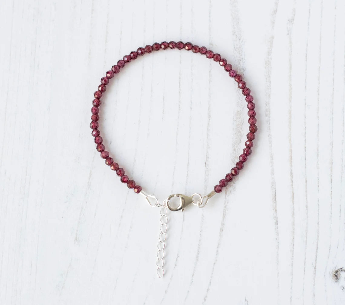 Garnet Bracelet Beaded in Sterling Silver