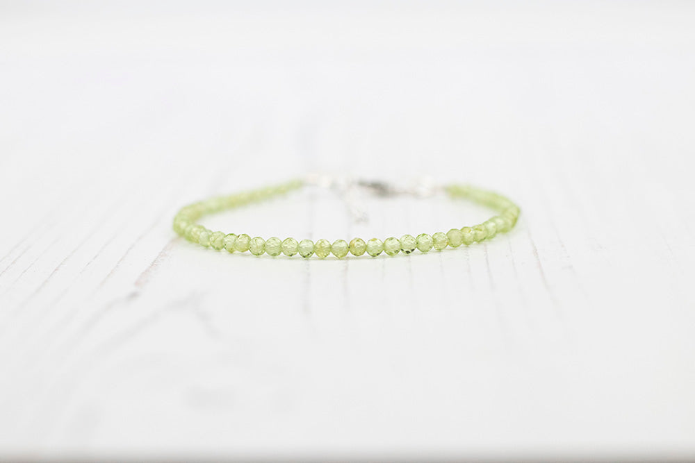 Peridot Bracelet Beaded in Sterling Silver