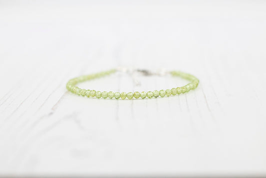Peridot Bracelet Beaded in Sterling Silver