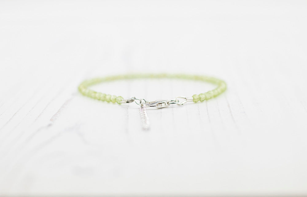 Peridot Bracelet Beaded in Sterling Silver
