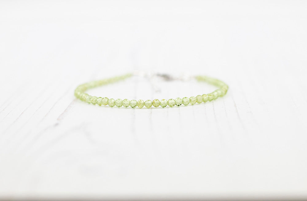 Peridot Bracelet Beaded in Sterling Silver