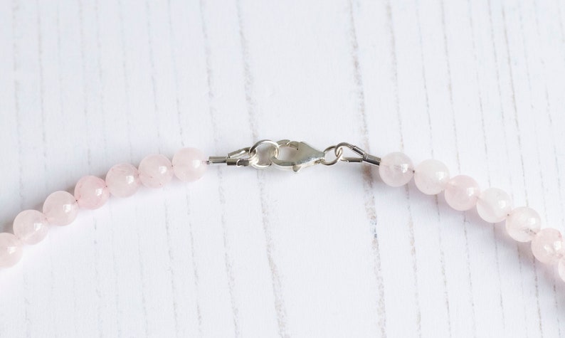 Rose Quartz Beaded Necklace in Sterling Silver