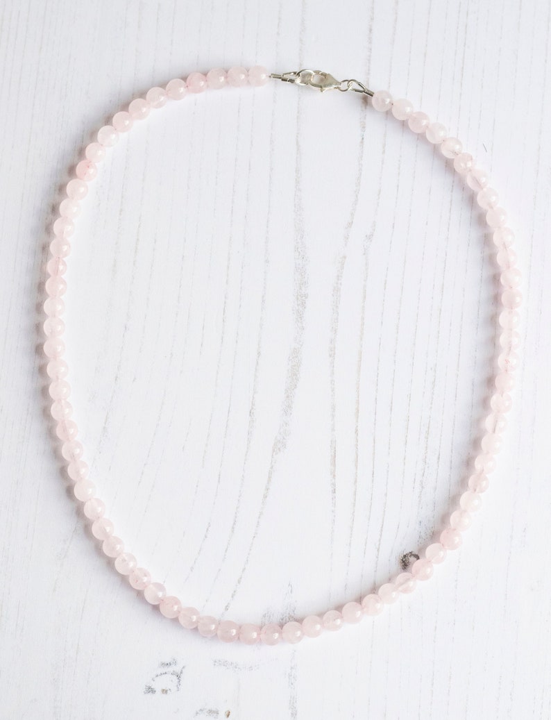 Rose Quartz Beaded Necklace in Sterling Silver