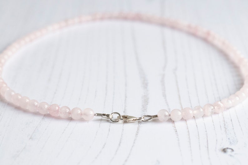 Rose Quartz Beaded Necklace in Sterling Silver
