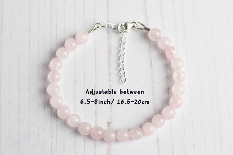 Rose Quartz Bracelet Beaded in Sterling Silver