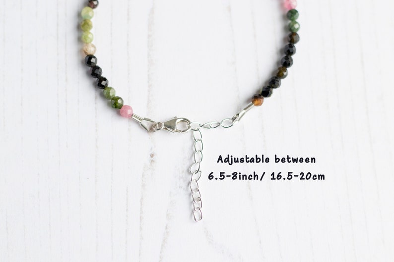 Watermelon Tourmaline Beaded Bracelet in Sterling Silver